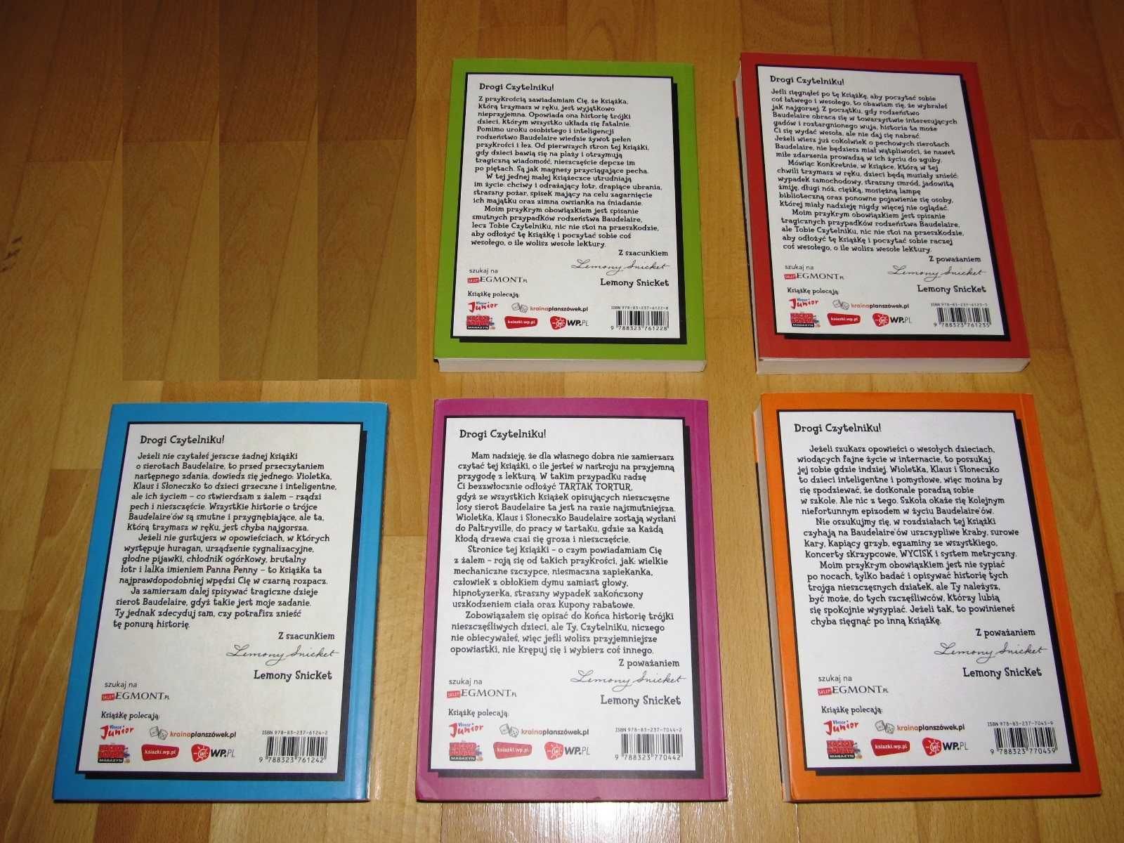 Seria Niefortunnych Zdarzeń 1..5 [zestaw 5 tomów] Lemony Snicket