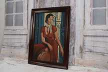 T De Łempicka - Portret Kobiety w Sukni - Art Deco Stary Obraz Olejny