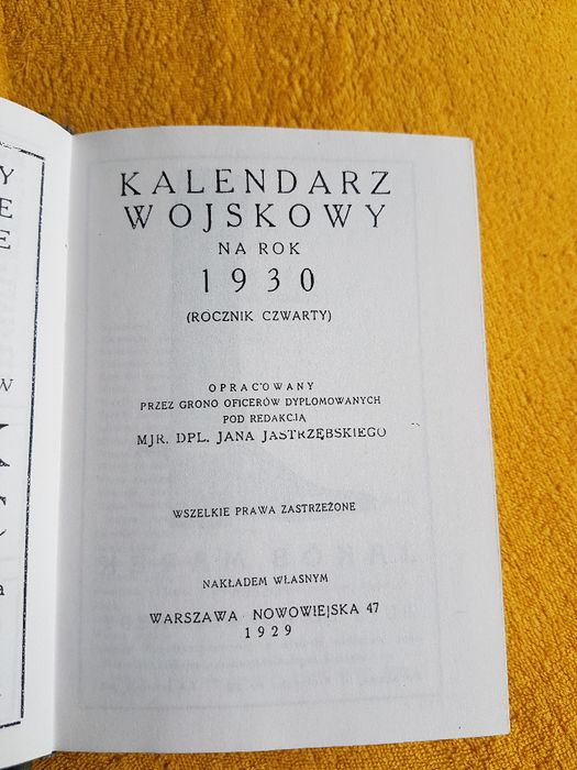 Kalendarz wojskowy na 1930r-przedruk.