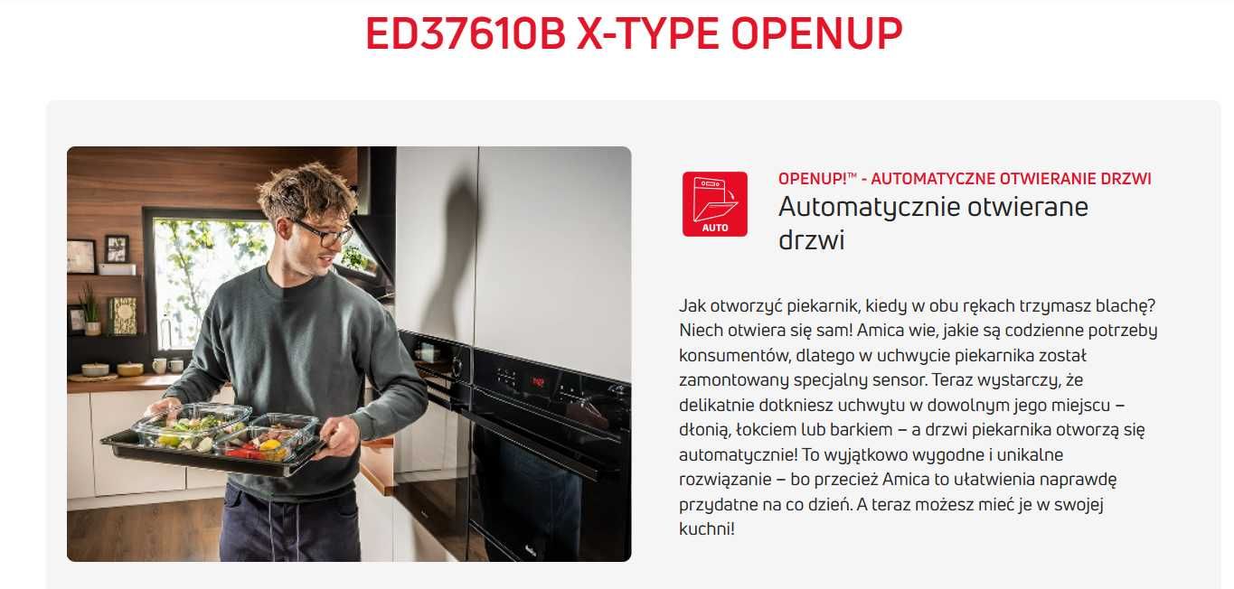 OUTLET Piekarnik Amica ED37610B X-TYPE auto. otw. drzwi gwar 2 lata A8