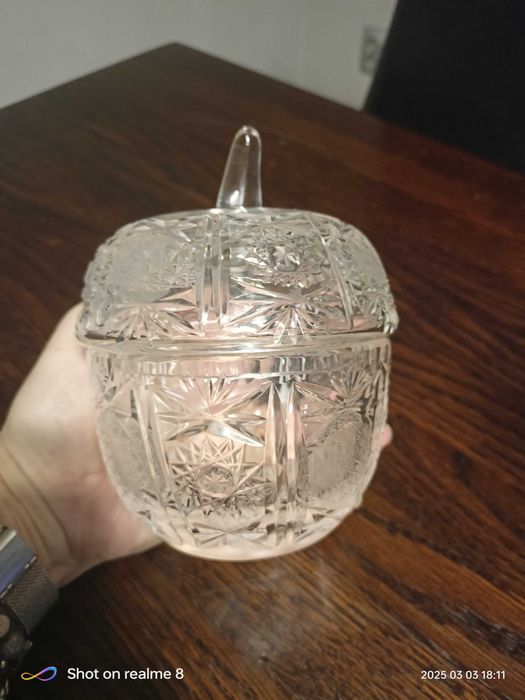 Cukiernica jabłko kryształ PRL