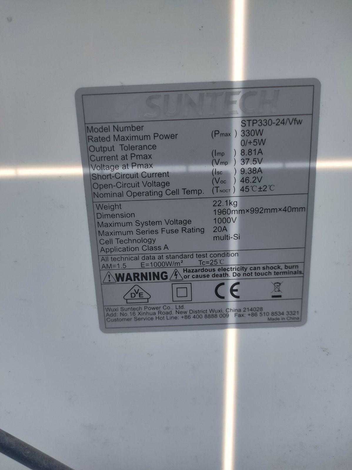 Używane panele fotowoltaiczne słoneczne Suntech 330W Nie kupuj odpadu!