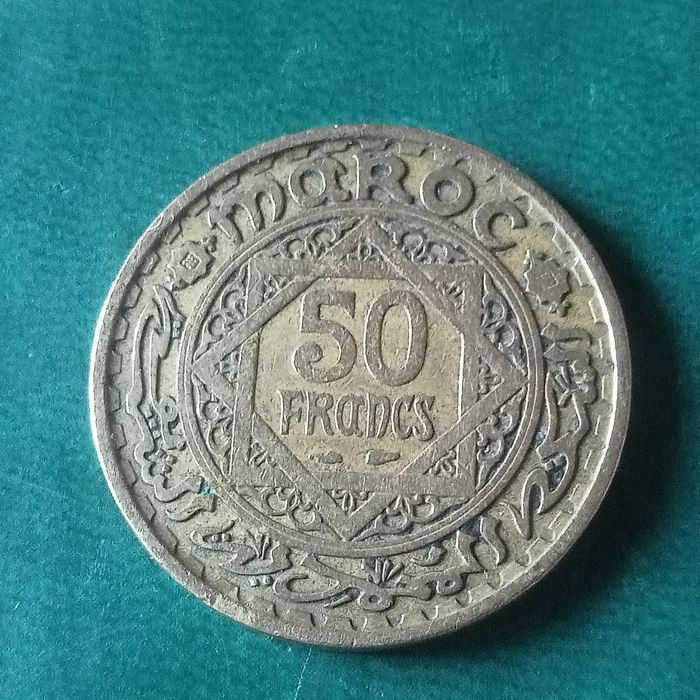 diram moeda marrocos 50 francos ano 1371