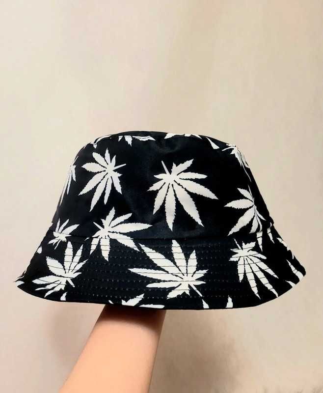 Śliczny kapelusz czarno biały liście NOWY rozmiar uniwersalny