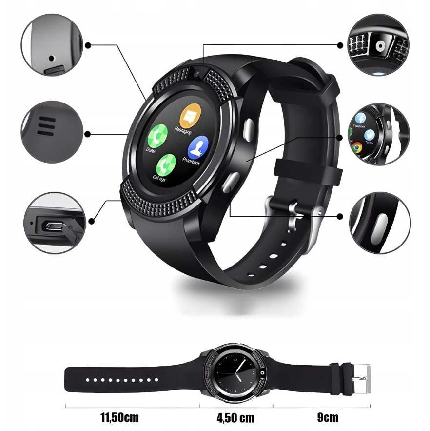 Smartwatch V8 Zegarek Smart Watch PL KARTA SIM SD