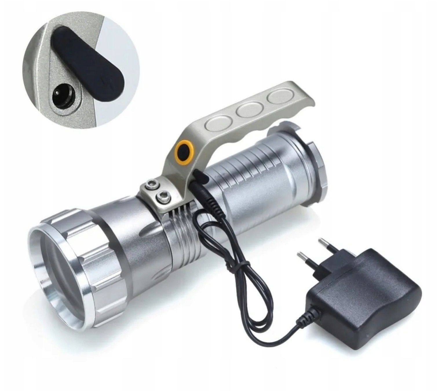 Latarka akumulatorowa turystyczna LED XHP90 USB szperacz halogen lampa