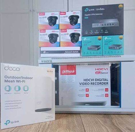 Monitoring z montażem DAHUA 8 MPX, kamery, rejestrator, szafa rack