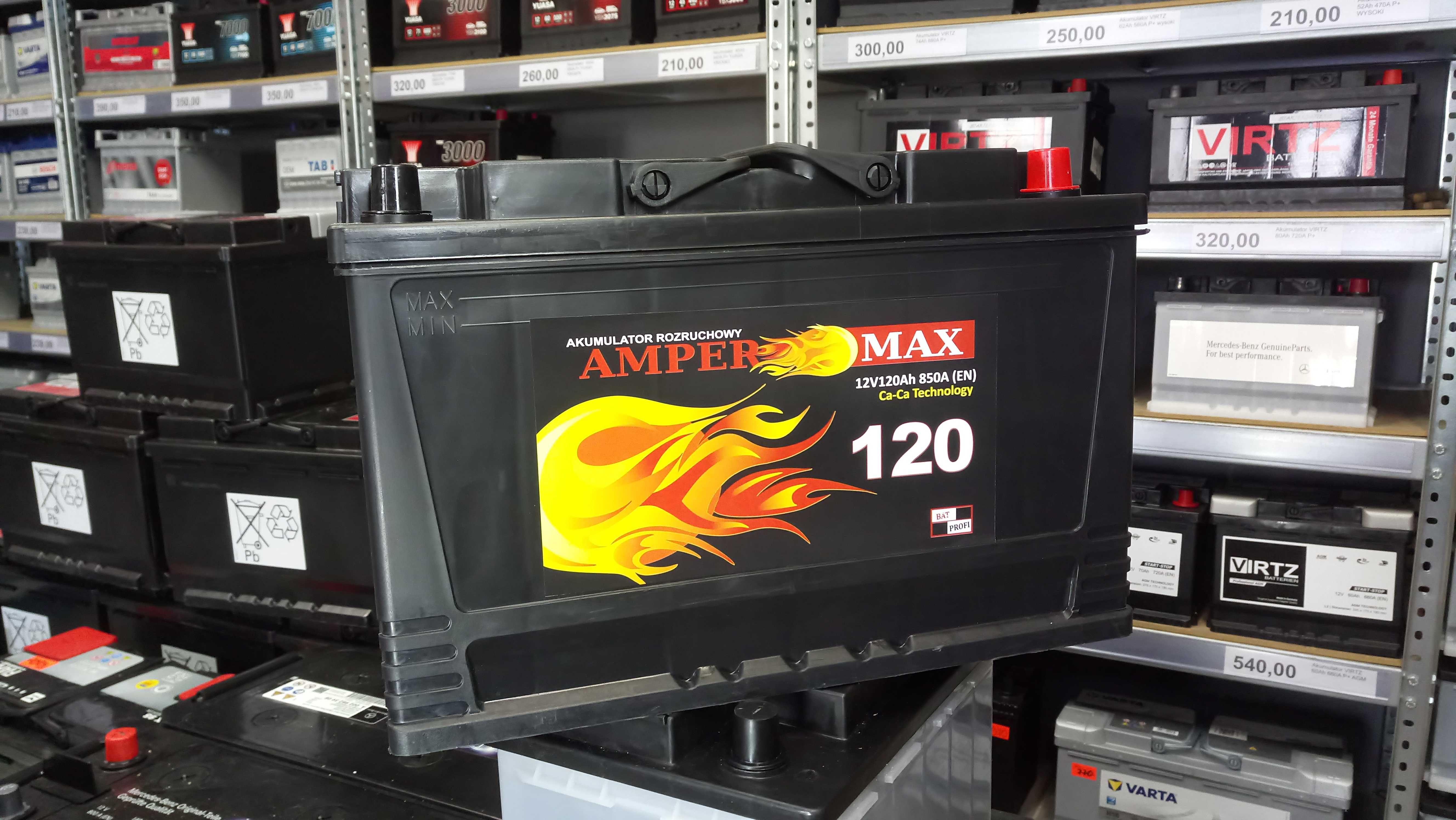 Akumulator Ampermax Jenox 12V 120AH 850A P+ nowy
