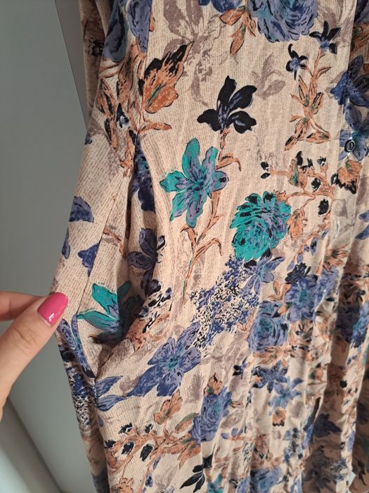 Długa letnia sukienka w kwiaty, boho. S