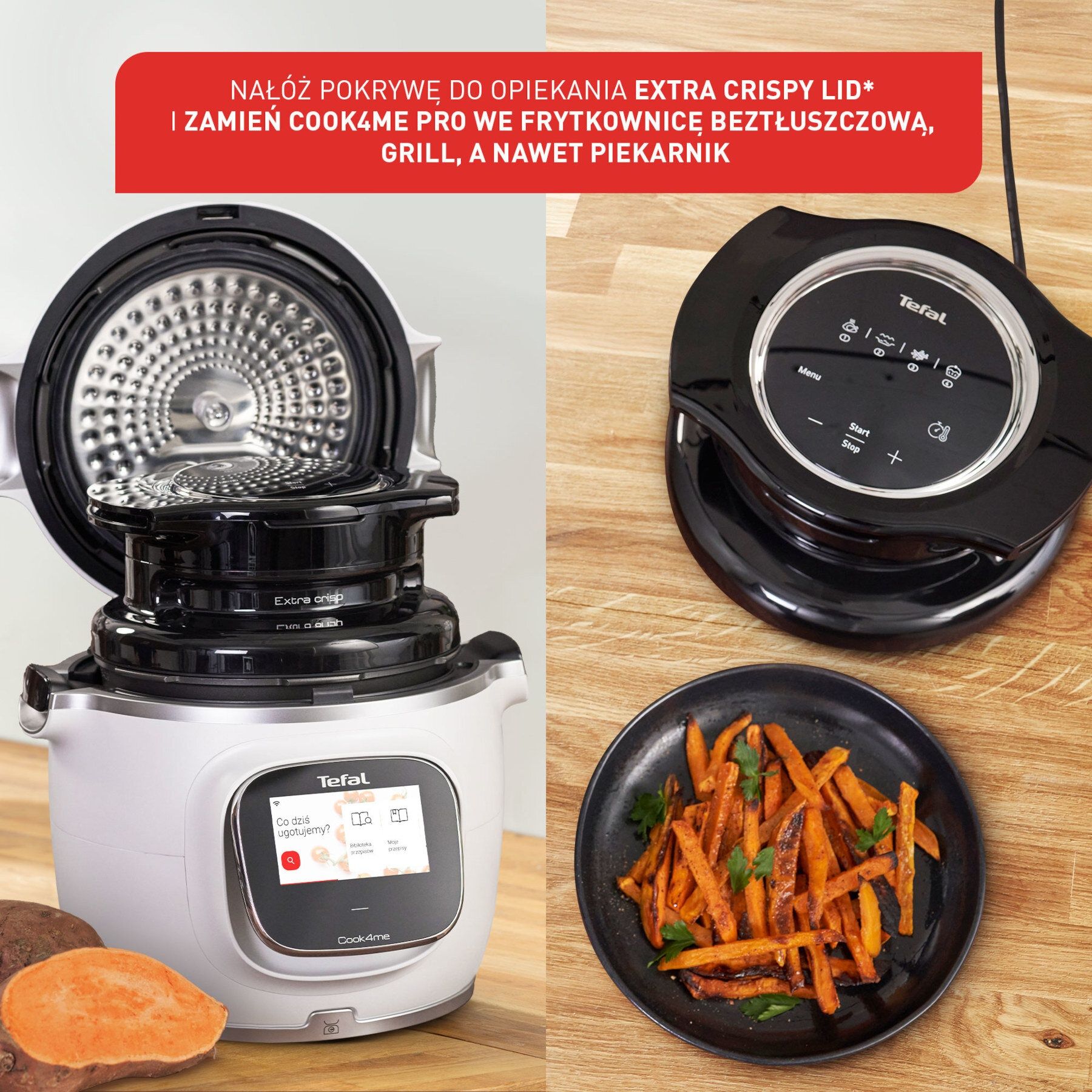 Tefa Cook 4me touch pro plus nowy garnek i nakładka do pieczenia