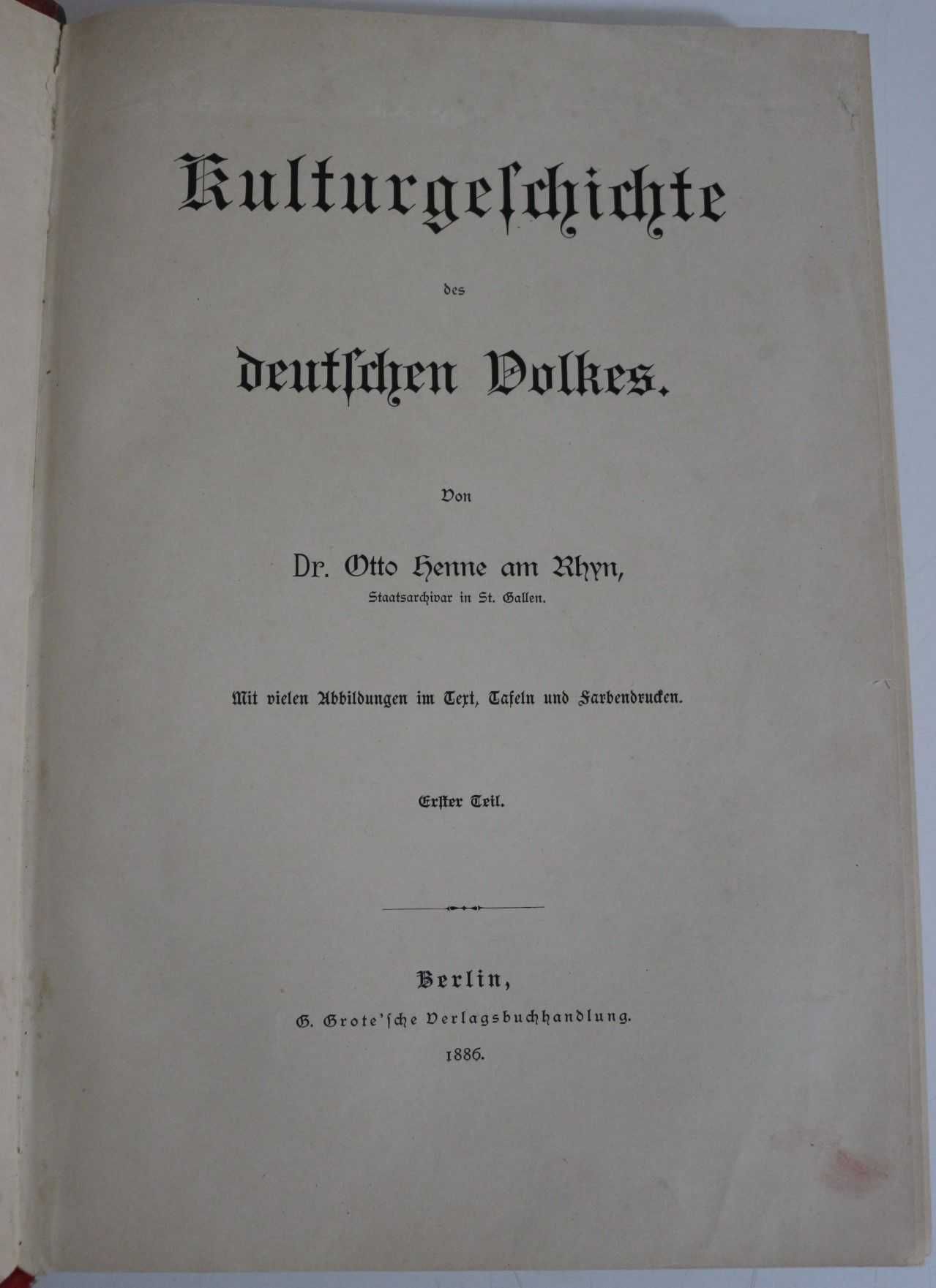 Livro "Kulturgeschichte des Deutschen Dolkes"