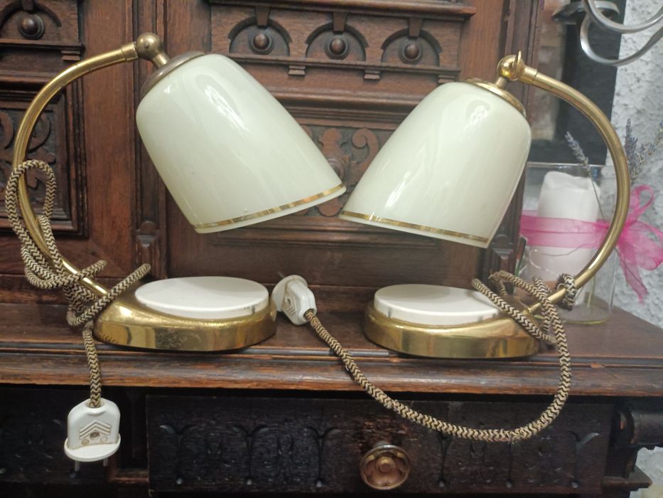 Dwie, autorskie stare lampki nocne z sygnaturą 1960r PRL