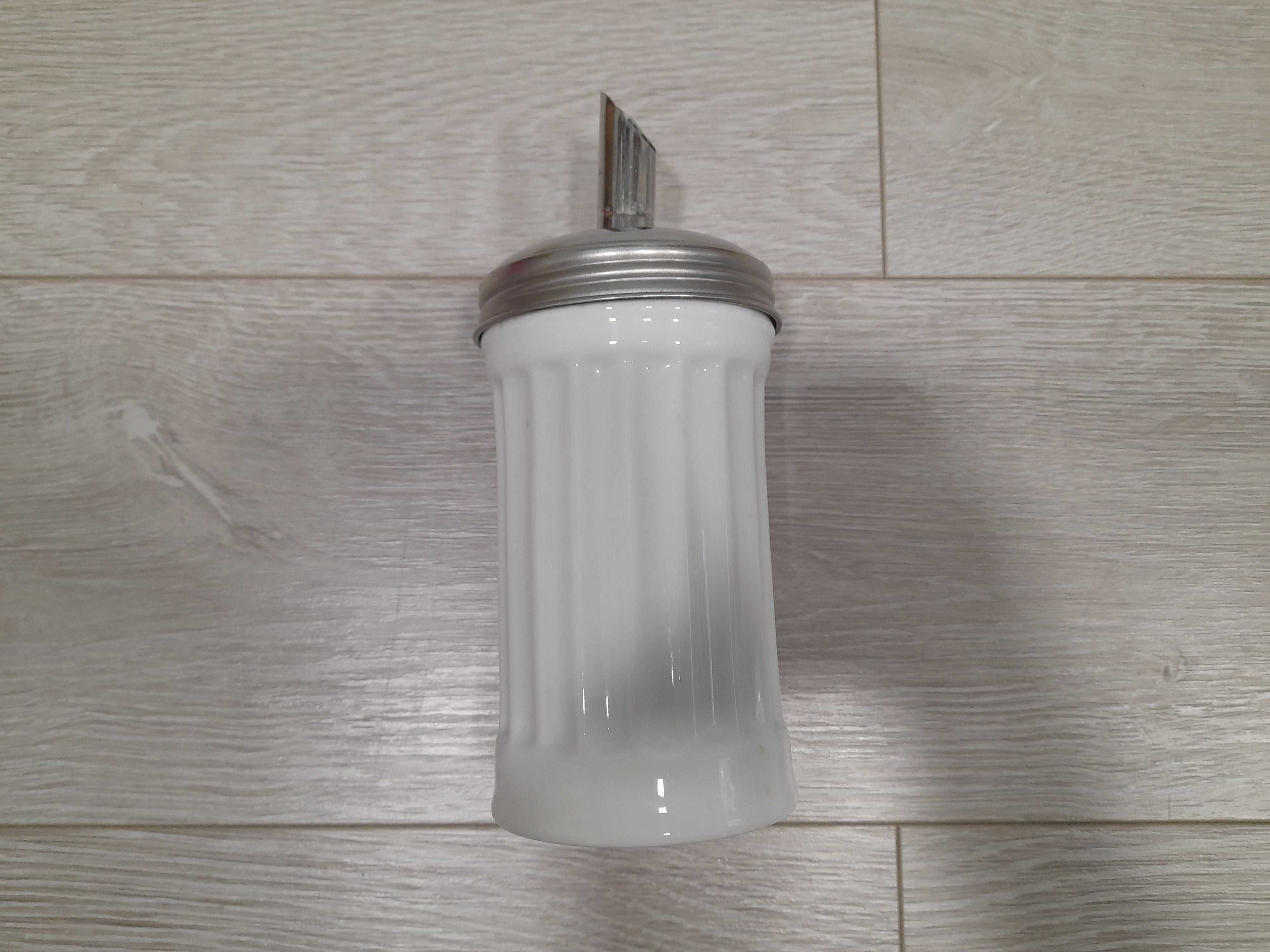 Duża cukiernica z dozownikiem dyspenser porcelana stal