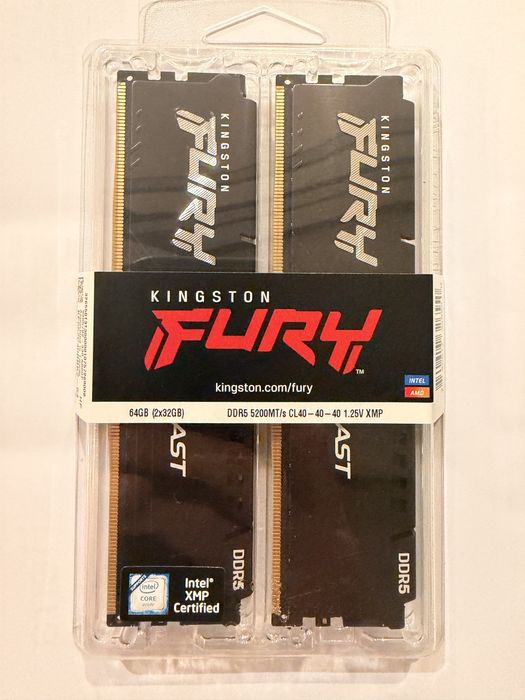 Kingston Pamięć DDR5 Fury Beast Black 64GB(2*32GB)/5200 CL40 fv23%