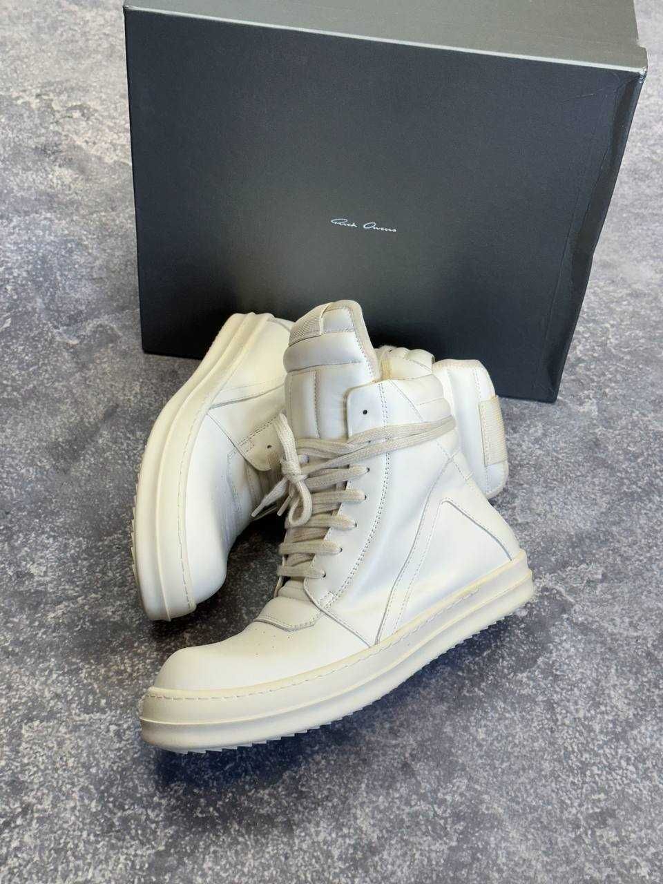 Rick Owens Geobasket Ramones jumbo laces білі кеди opium archive Milk