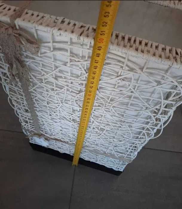 Lampa wiklinowa kremowa podłogowa handmade