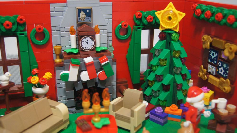 Lego MOC diorama ' Wizyta Mikołaja ' Winter Village Święta christmas