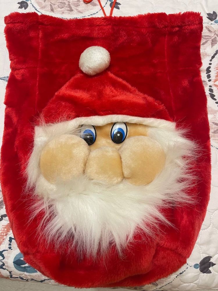 Мешок Kid friends для новогодних подарков красный с Дедом Морозом