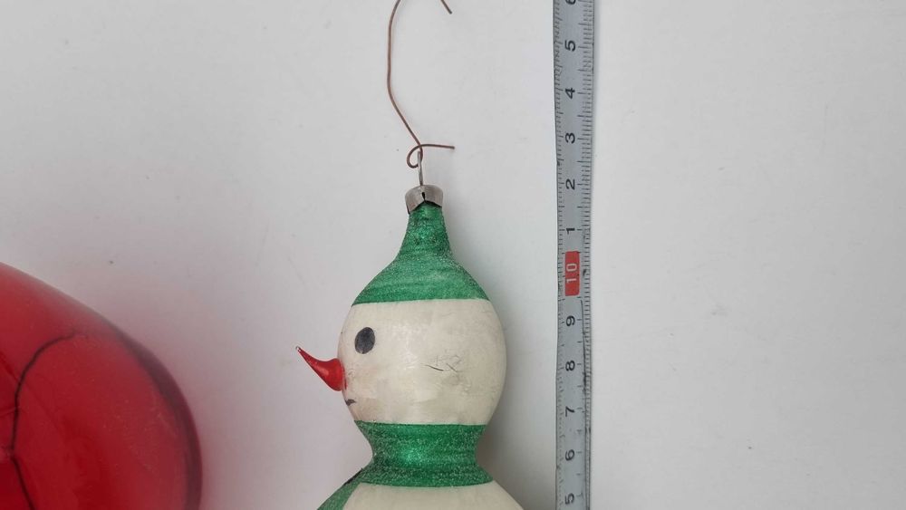 Bałwanek Duża Bombka choinkowa PRL Vintage Retro Czechosłowacja