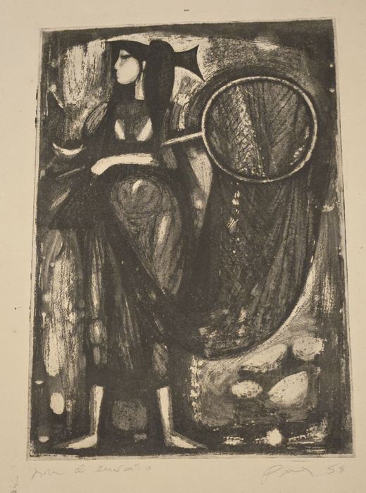 Gravura antiga de Julio Pomar 1958