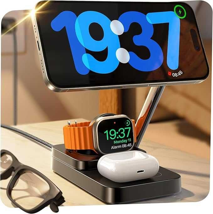 Stacja ładująca Magsafe LISEN 3 w 1 Bezprzewodowa ładowarka indukcyjna