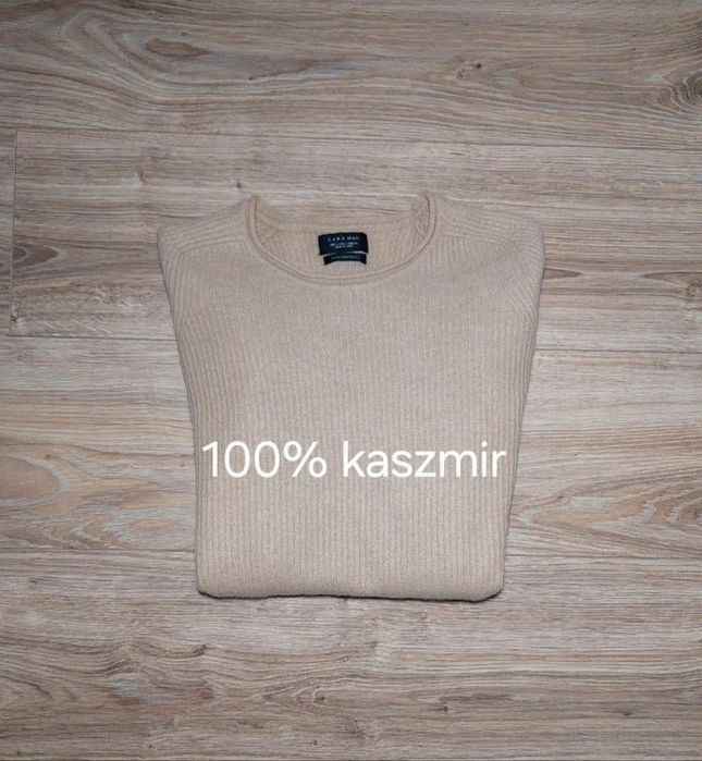 Sweter 100% kaszmir kawa z mlekiem beżowy