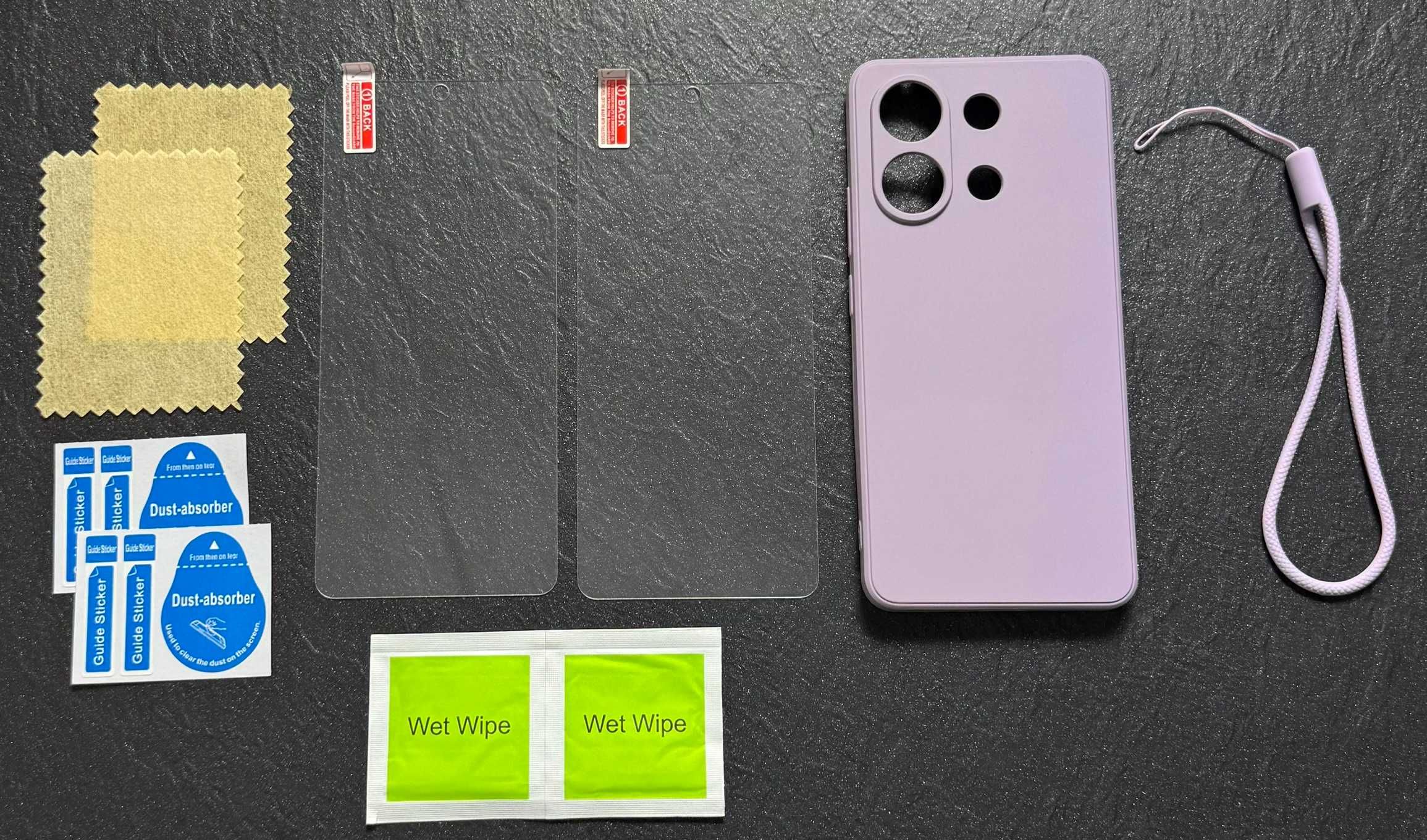 Etui plecki do Xiaomi Redmi Note 13 4G  2 folie ochronne fioletowy