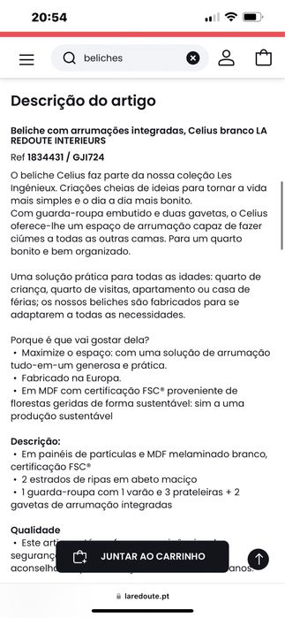 Beliche com roupeiro e gavetas