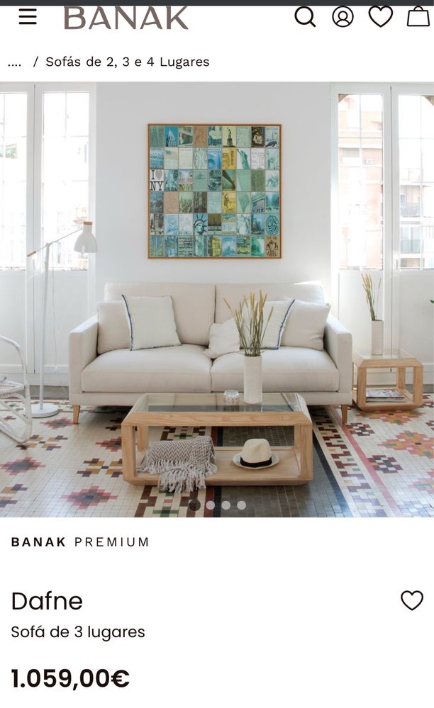 Novo - Sofá Banak Dafne 3 Lugares 190x100x90 Desconto 40%