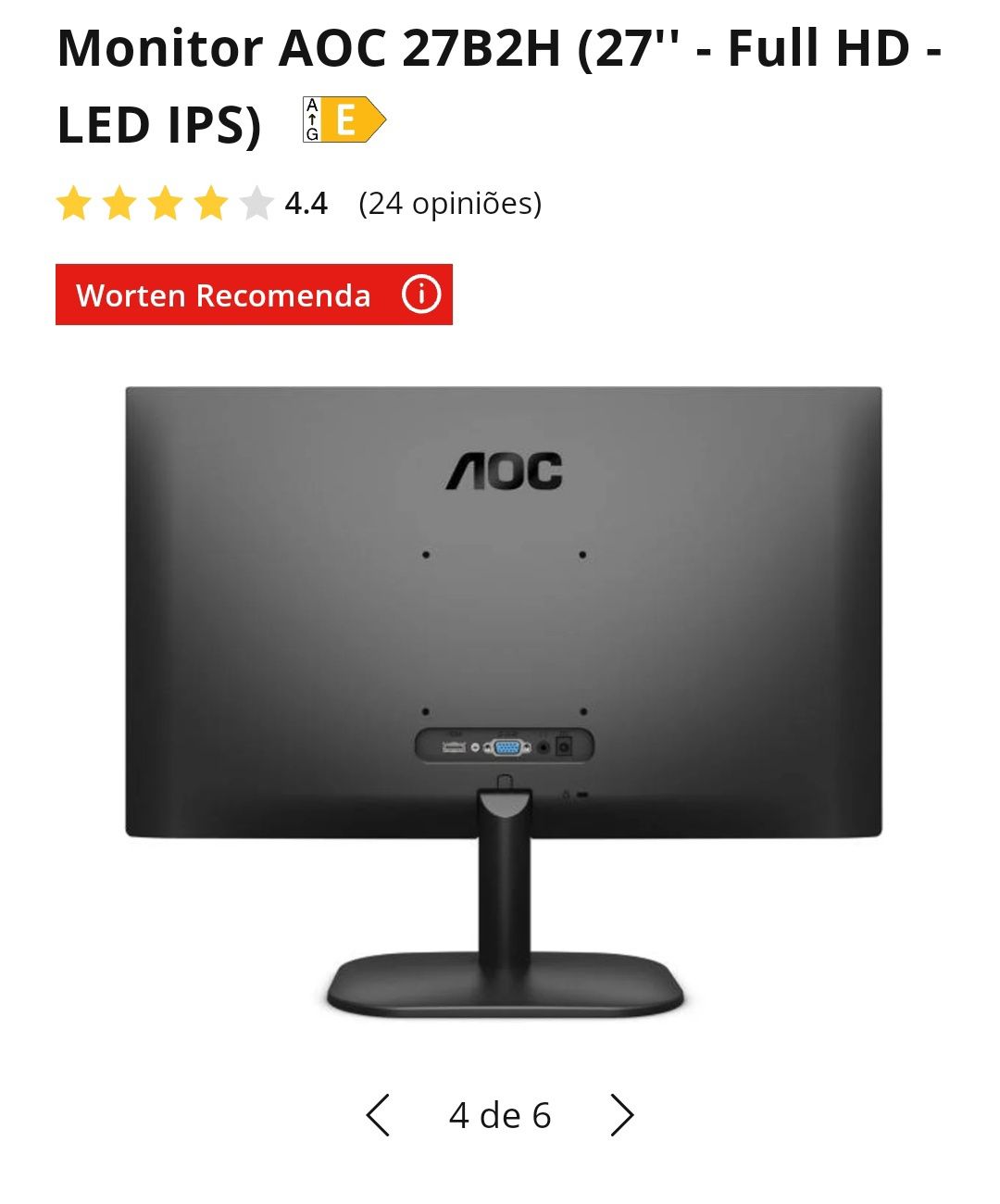 Monitor 27' - AOC 27B2H (27'' - Full HD - LED IPS)