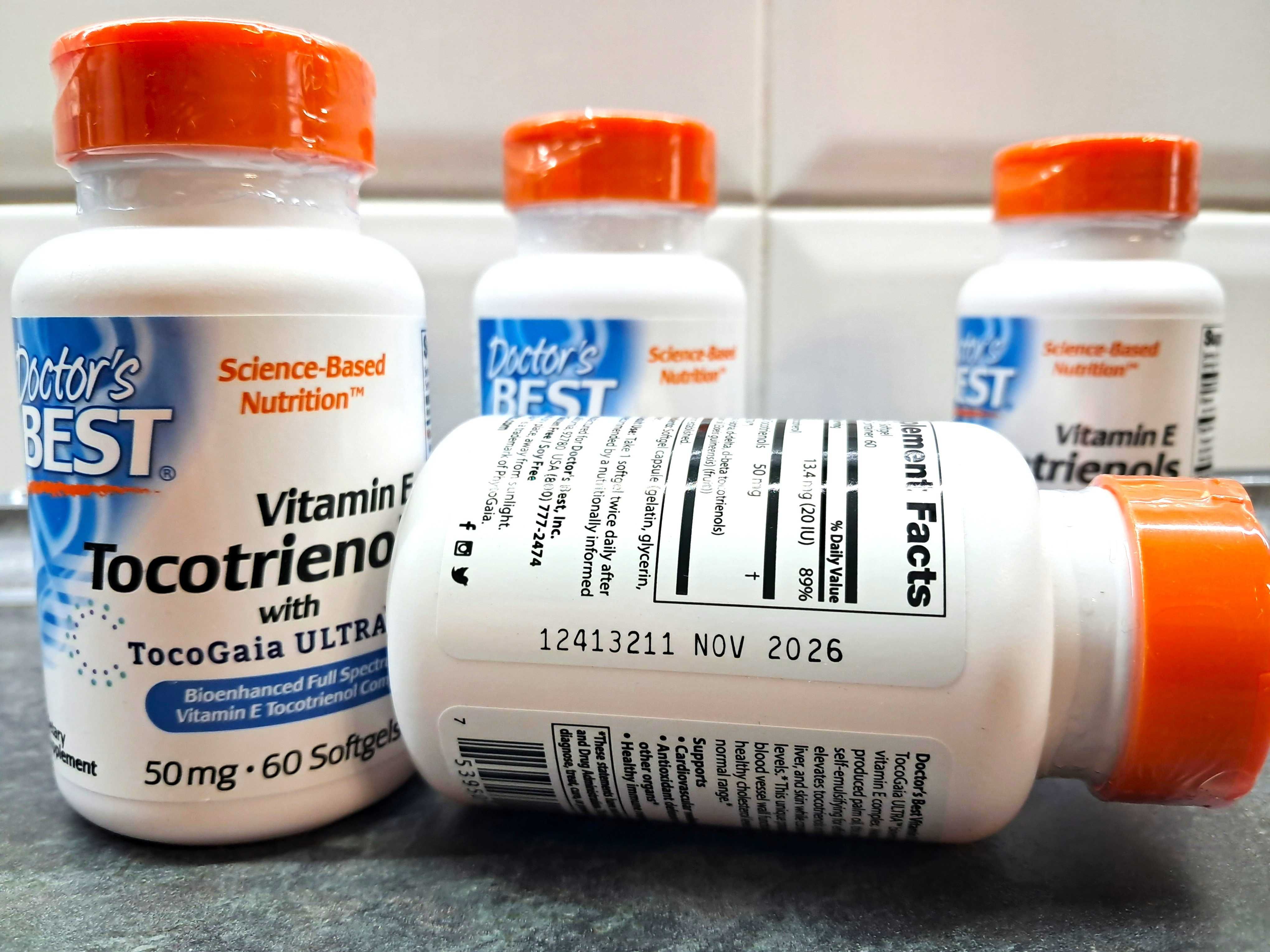 Doctors Best, Vitamin E Tocotrienols 50 мг (60 капс.), токотриенолы