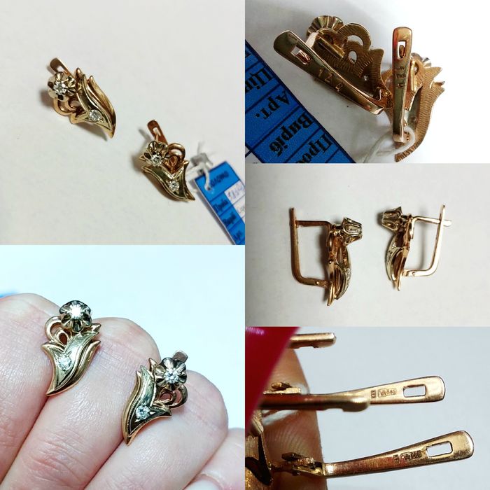 Золотые серьги с бриллиантами