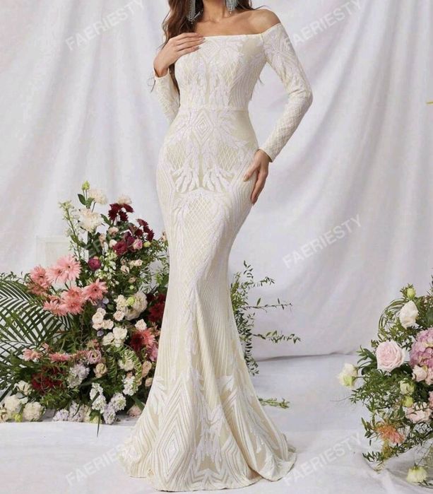 Piekna długa suknia rozmiar 36 S raz ubrana Stan idealny