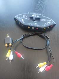 Switch Circuito RCA Audio Vídeo Composto Consola TV Comutador Cabo 3-1