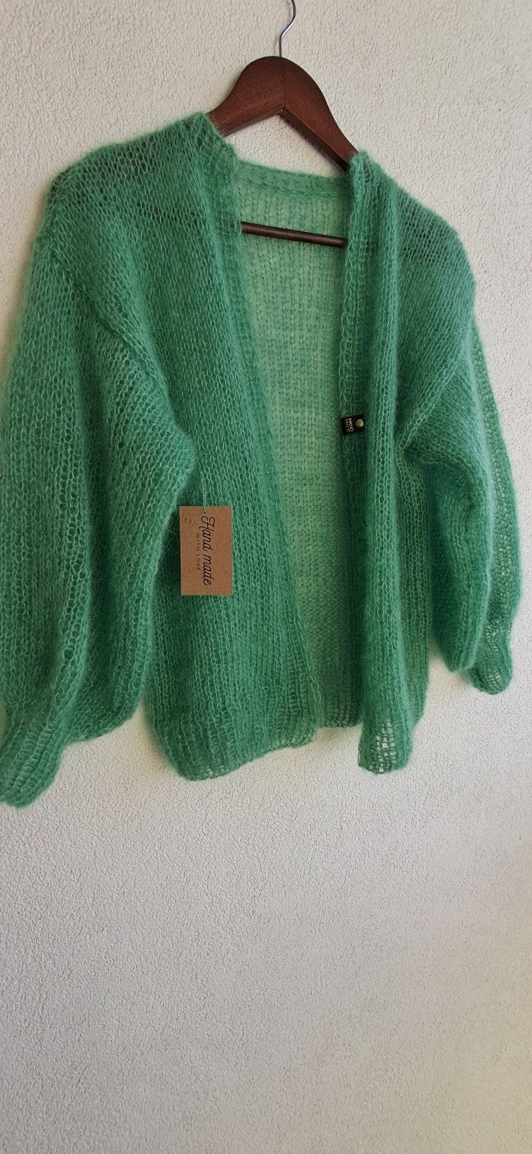Piękny sweter moher z jedwabiem.Handmade.