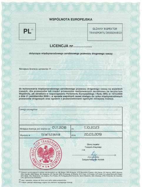Licencja Transportowa BUS