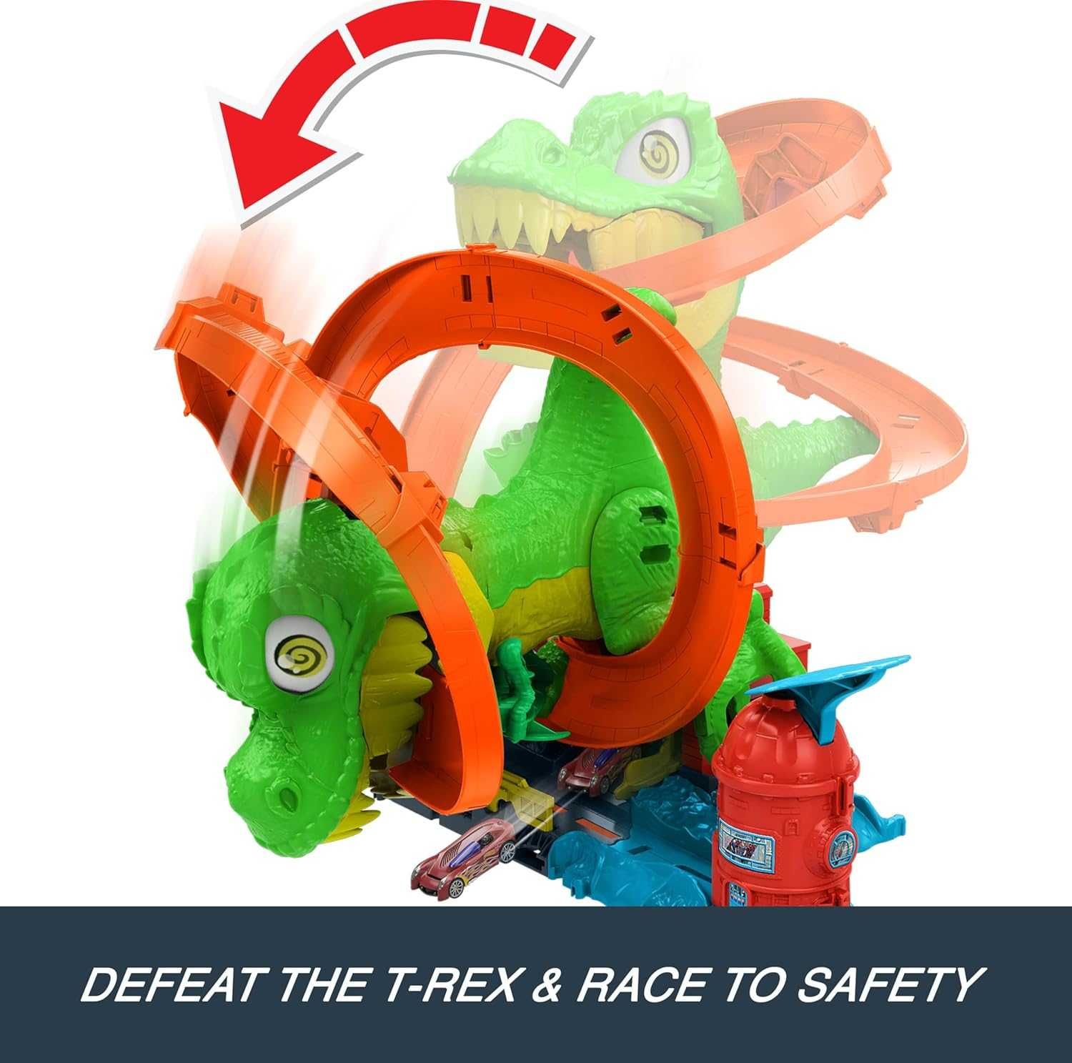 ОРИГИНАЛ! Трек Хот вилс Атака огненного Ти-Рекса Hot Wheels City T-Rex