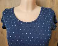 Granatowy T-shirt Orsay M w białe groszki bawełniany casual do domu