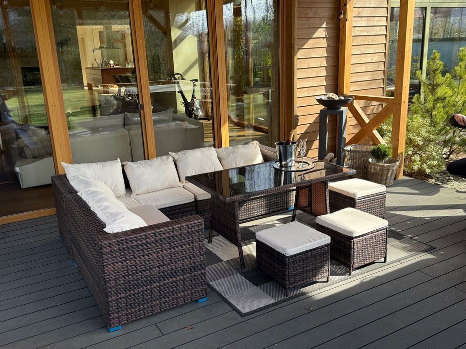 Narożnik Ogrodowy MARBELLA PREMIUM Zestaw mebli ogrodowych Brązowy