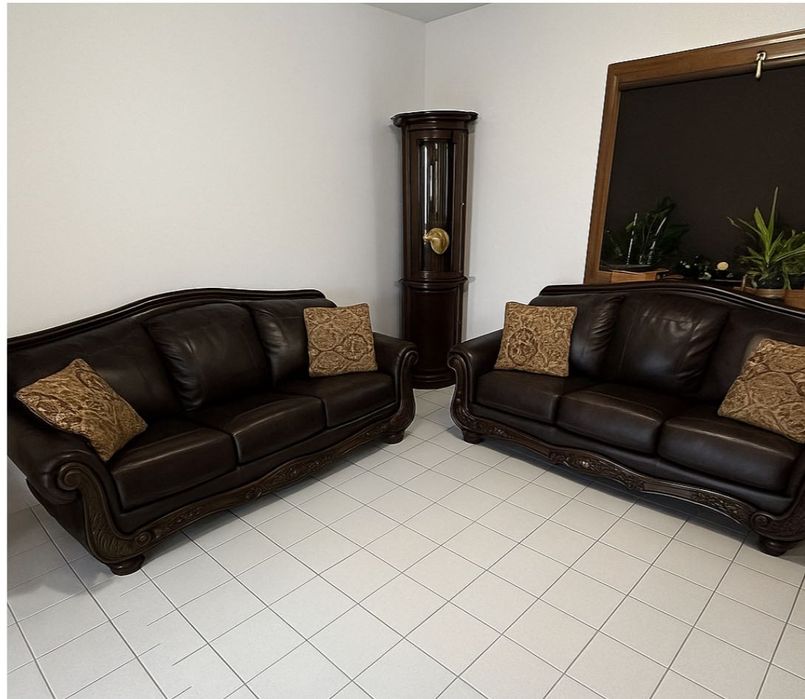 2 sofy rustykalne zestaw wypoczynkowy skóra mellwood Ashley furniture