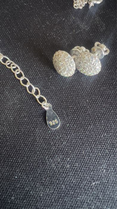Серебряный набор - колье и серьги-пусеты