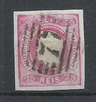 Selos portugueses - 1 selo 25 Reis de D. Pedro V – 1866 a 1867