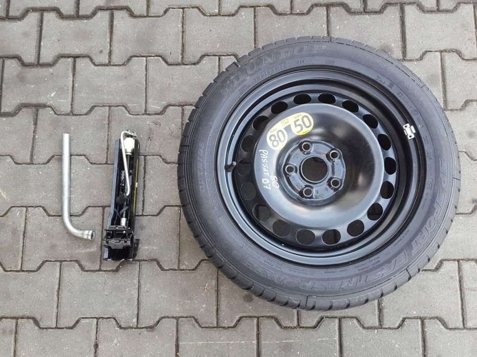 VW PASSAT B7 10-14r KOŁO ZAPASOWE 16 5X112 LEWAREK KLUCZ