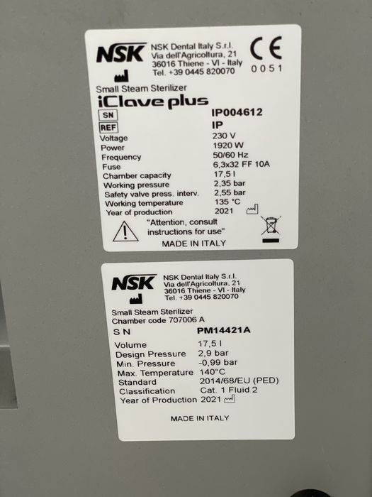 Autoklaw NSK iClave Plus – stan bardzo dobry – tylko 6 mies. używany