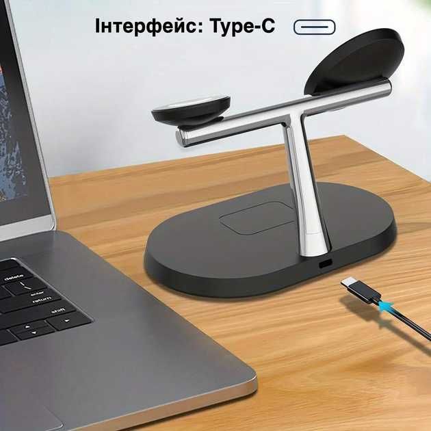 Бездротова зарядна док-станція 3 в 1 для iPhone/AirPods/Apple Watch