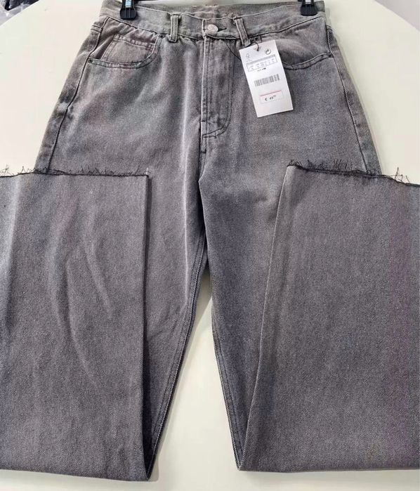 Джинсы новые  XXS/XS серые wide leg прямые палаццо с высокой посадкой