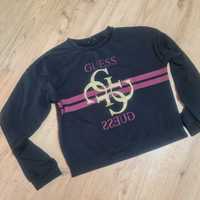 Guess bluza crop top czarna duże złote logo r. S wkładana przez głowę