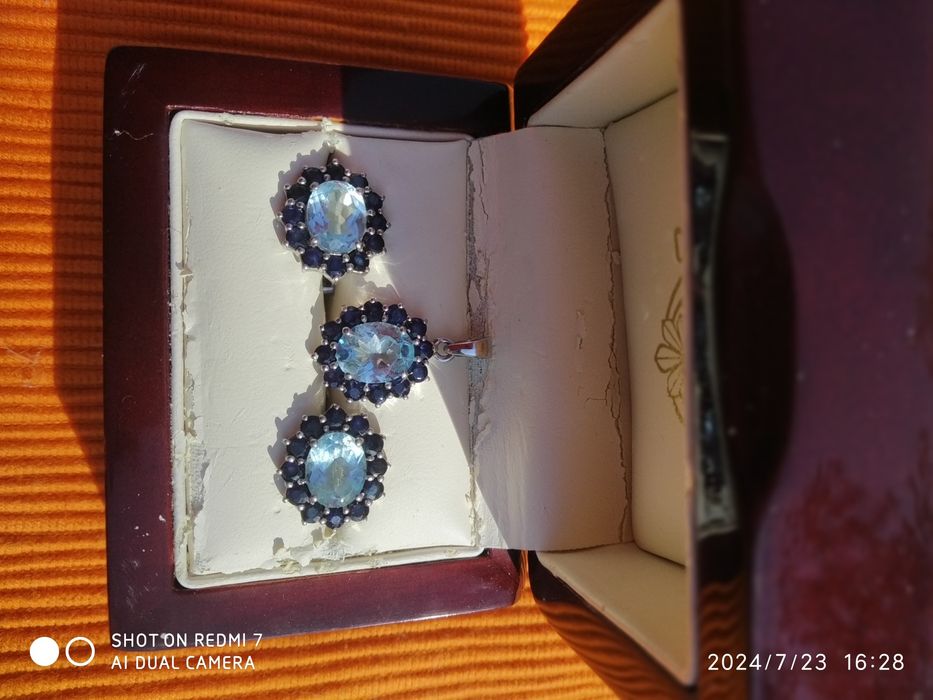 Серьги  с кулоном серебро 925