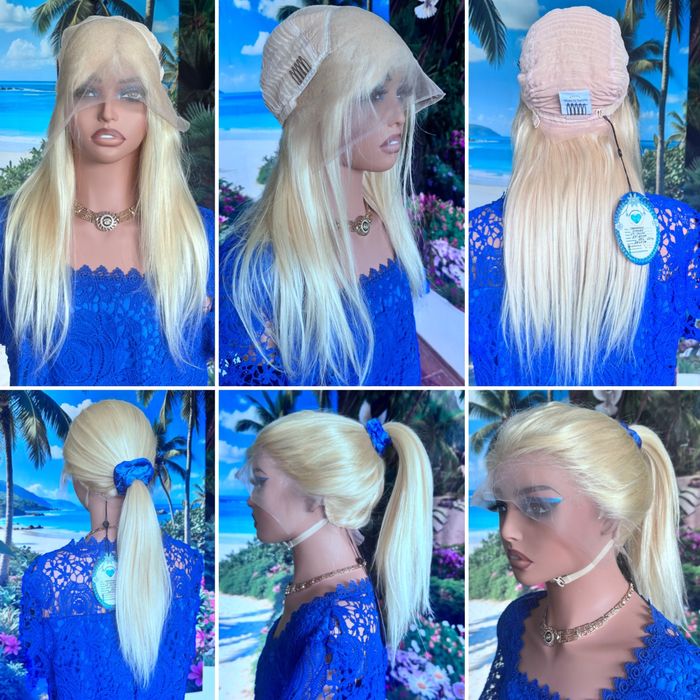 Натуральный парик система имитация кожи славянка блонд волосы