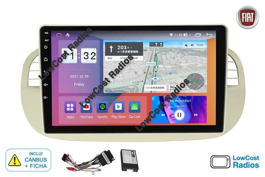 Auto Rádio GPS FIAT 500 - 9" (Desde 2007 a 2015) • ABARTH • Android 15